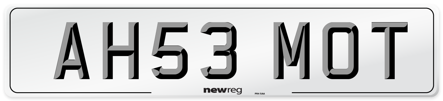 AH53 MOT Number Plate from New Reg
